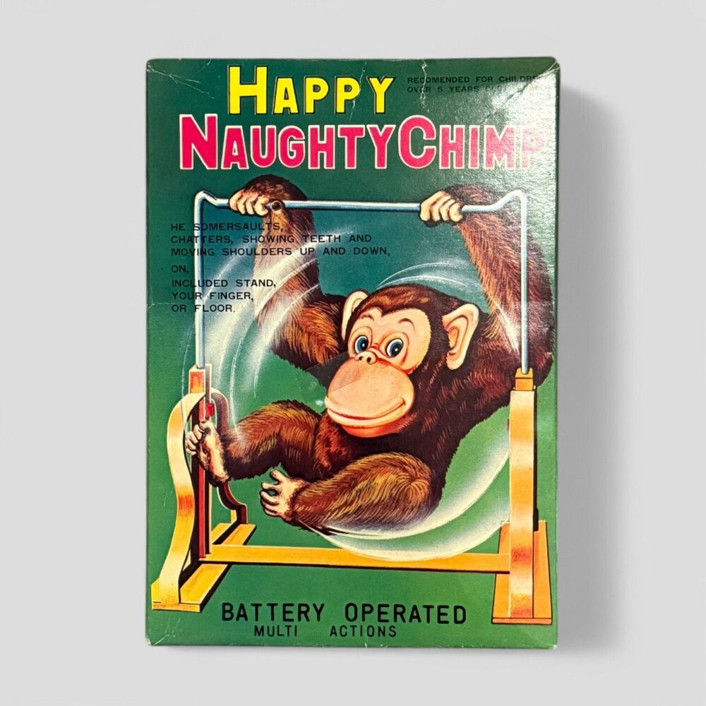 Vintage Happy Naughty Chimp by Daishin Original Box Included 60s Made in Japan - Picture 5 of 9